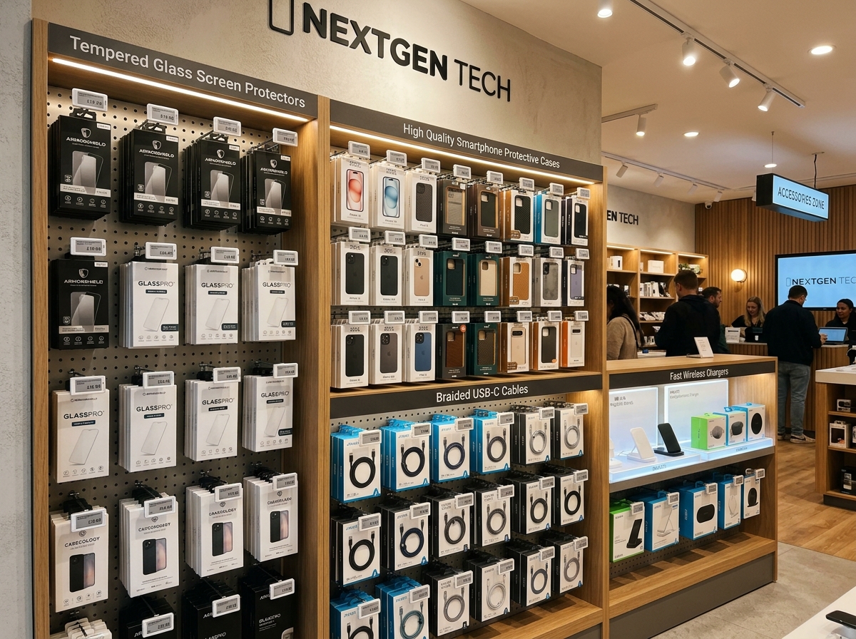 Phone covers, glass and chargers